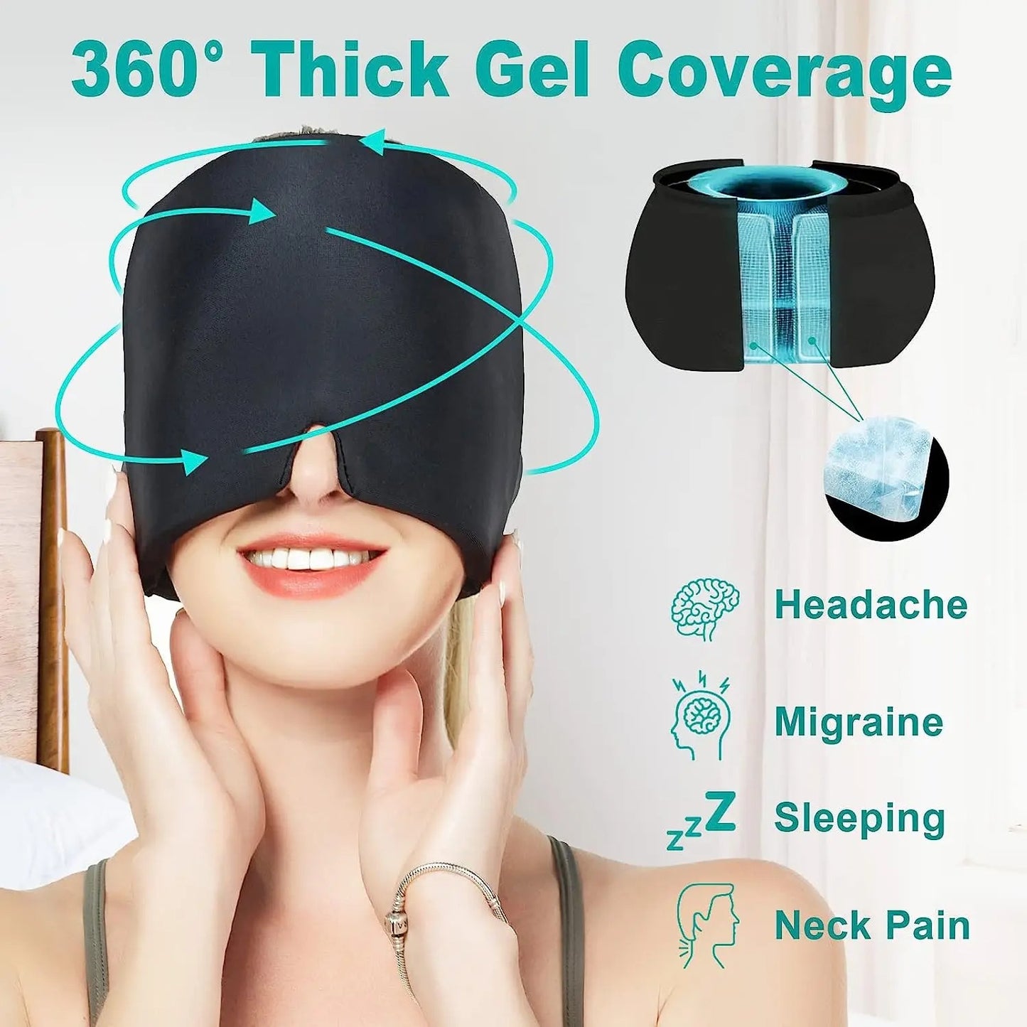Hot and Cold Gel Therapy Headache Migraine Relief Cap